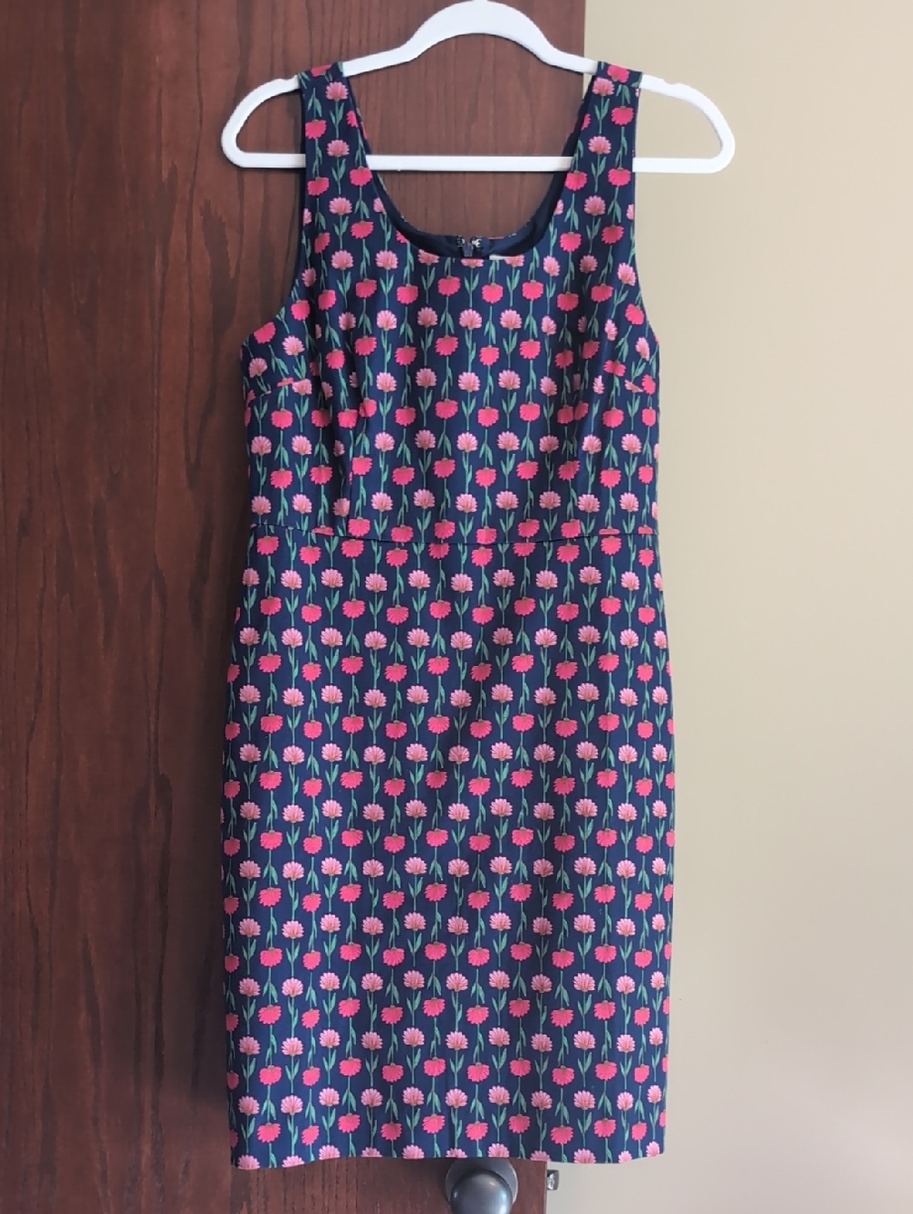 J. Crew Navy Factory Dress with Pink Floral Motif